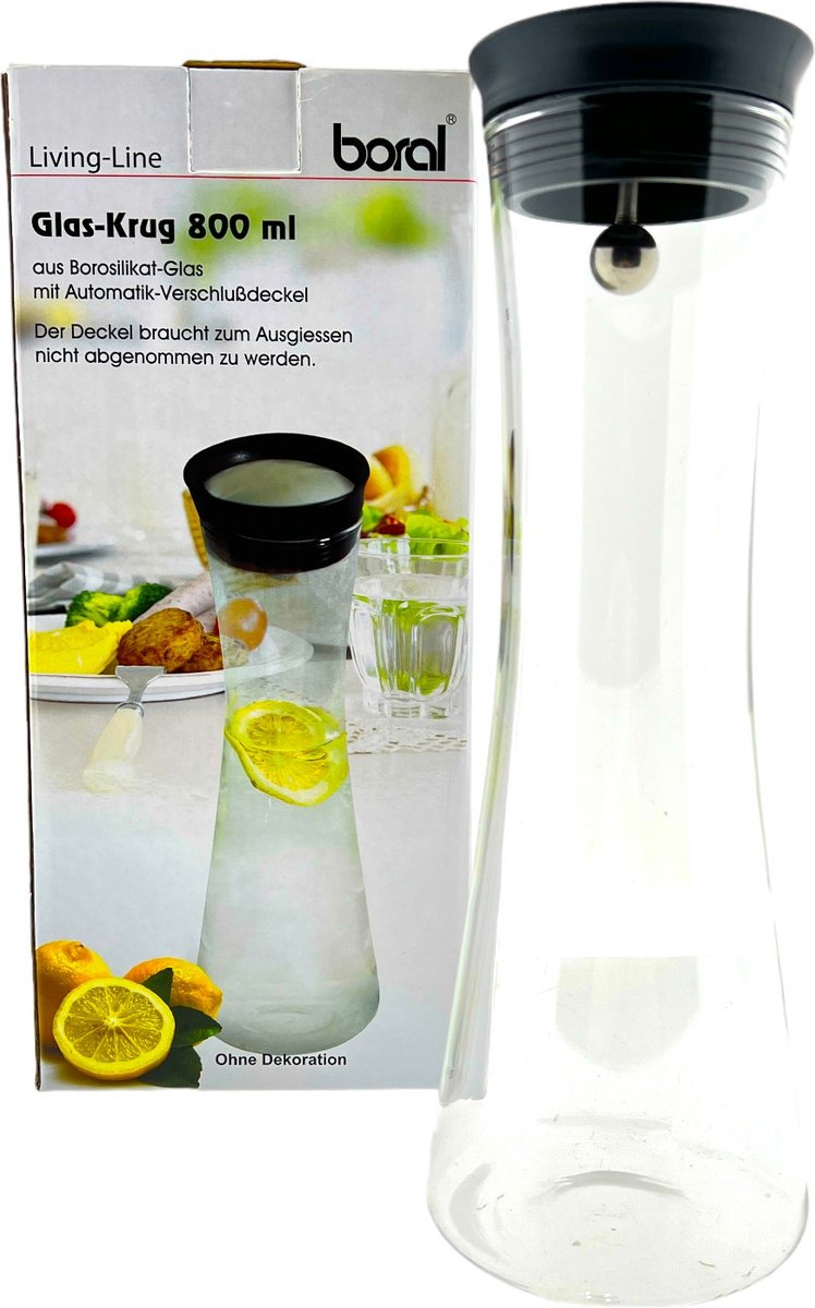 Glazen Karaf met Automatisch Vergrendeld Deksel en zeef - Ø 9 x 27 cm - 800ml