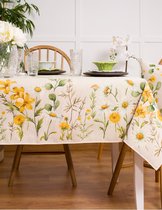 Tafelkleed - Luxe Gobelinstof - Solis - Gele Bloemen - Boterbloemen - Margrietjes - Vierkant 100 x 100 cm