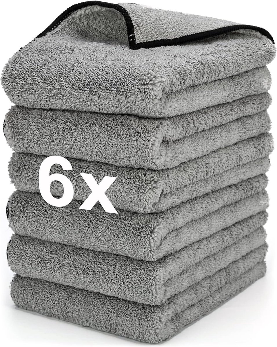 Goedkoopste Microvezeldoeken voor in de auto, verpakking van 6 stuks, 60 l x 40 cm, verdikte microvezeldoek, voor auto, motorfiets, polijstdoek, pluisvrij, kleurbestendig, absorberende microvezeldoek