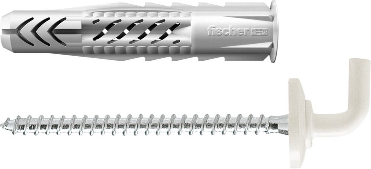 Fischer 25x Universele plug UX 8X50 WH N met rand en hoekhaak nylon gecoat - 94413