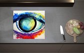Inductieplaat Beschermer - Abstract Schilderij van Kleurrijk Oog - 57x52 cm - 2 mm Dik - Inductie Beschermer - Bescherming Inductiekookplaat - Kookplaat Beschermer van Zwart Vinyl