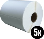 DULA Compatible Zebra Labels 102x159mm - 280 etiketten per rol - kern 25mm - Wit- Permanent - 5 rollen