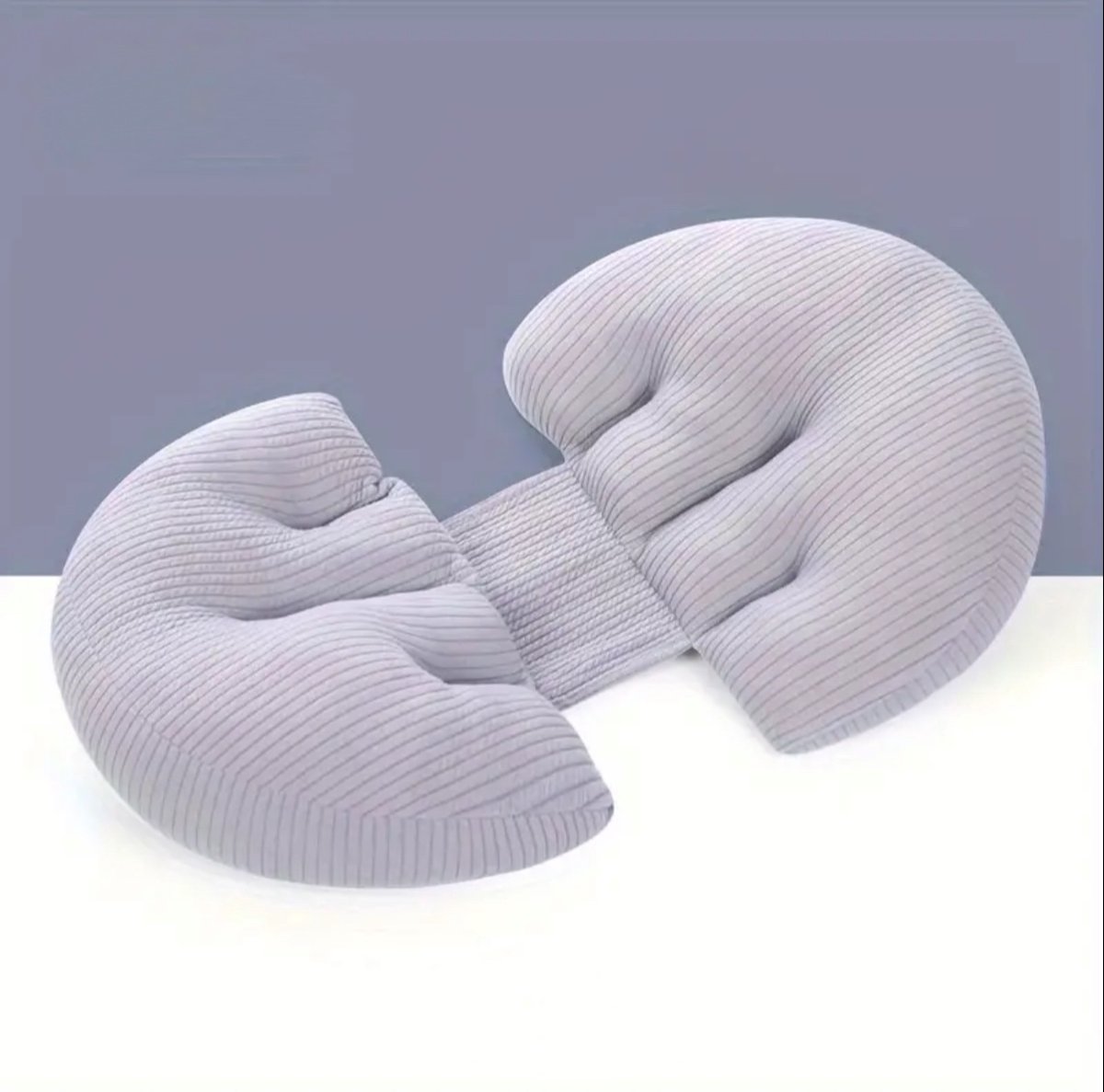 Goedkoopste Zwangerschapskussen - Afneembare Hoes - Zijslaapkussen volwassenen - Lichaamskussen - body pillow - Extra ondersteuning rug - geribbeld - grijs
