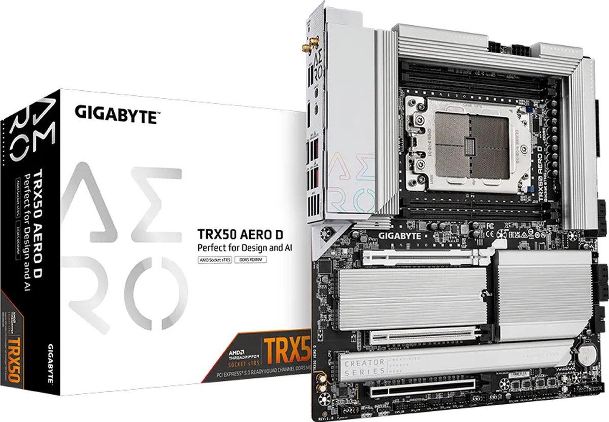 GIGABYTE TRX50 AERO D moederbord RAID, 10 GB-LAN, 2,5 GB-LAN, WLAN, BT, Sound, E-ATX