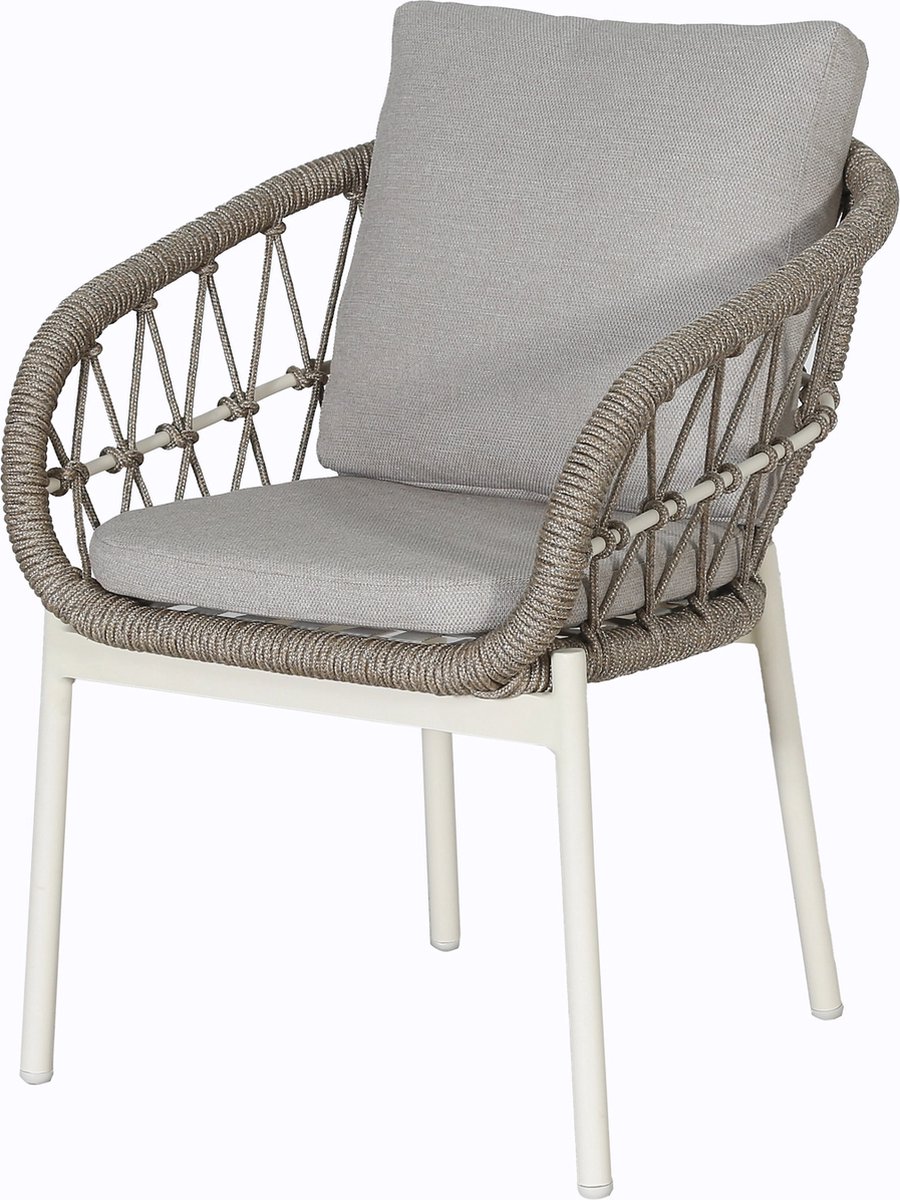 Vita - Dining Tuinstoel Dakota - Bruin/beige - Met rug en zit kussen - Weersbestendig olefin Rope