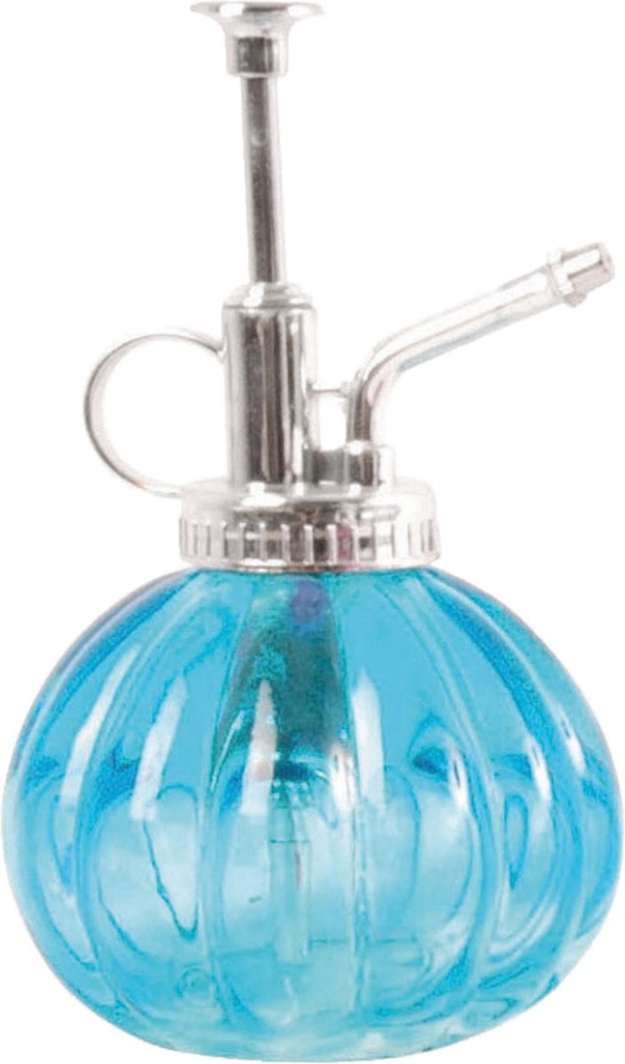 Esschert Design plantenspuit vernevelaar glas turquoise zilver 15.5 cm