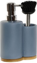 Distributeur de savon avec organisateur de cuisine Soul - bleu - 2 compartiments - dolomite - 11 x 18 cm