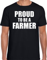 Boerenprotest shirt Proud to be a farmer/ Trots om een boer te zijn t-shirt zwart heren - Boeren protest/actie voeren/demonstratie M