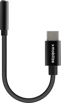 Mobilize Nylon Braided USB-C naar AUX 3.5mm Kabel 0.15 Meter - Zwart