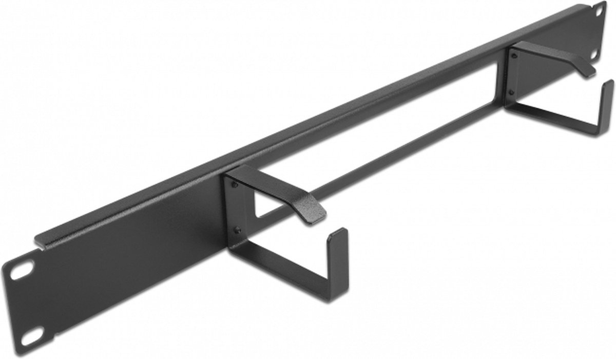 Image of 19 ″ kabelbeheerrouteringspaneel met opening en 2 haken 1u zwart