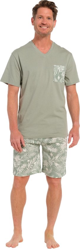 Short homme en coton avec feuilles de palmier - Vert - Taille - M