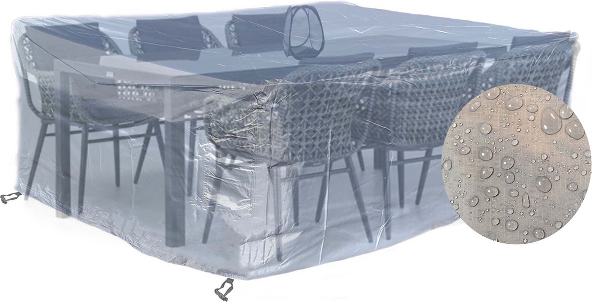CUHOC - Diamond Tuinmeubelhoes set - Tuinsethoesset - Hoes met stormbanden,aantrekkoord,antislip en afwaterings HOCCIE - 2.42x1.62x1 M - Tuinmeubelhoes