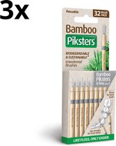 3x Piksters Bamboe Rechte Ragers - Maat 0 X - Fijn Donkergrijs - 32 stuks