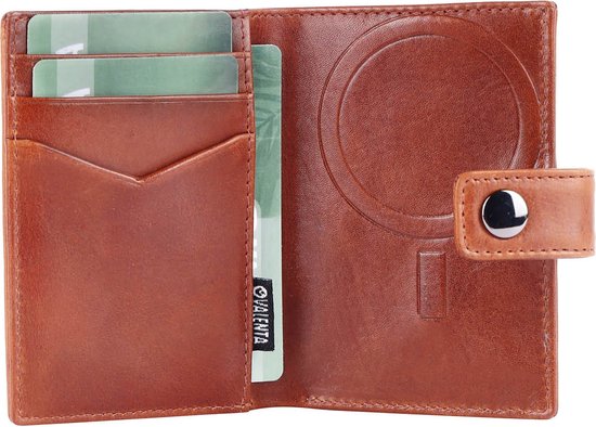 Valenta Cardprotector Card Case Plus Pasjeshouder - 8 Pasjes - MagSafe Compatible - Cognac