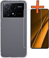 Hoesje Geschikt voor Xiaomi Poco X6 Pro 5G Hoesje Siliconen Cover Case Met Screenprotector - Hoes Geschikt voor Xiaomi Poco X6 Pro Hoes Back Case - Transparant