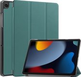 Étui pour iPad 10.2 2021 Cover Book Case Case à trois volets avec découpe pour Apple Pencil - Étui pour iPad 9 Case Bookcase - Vert foncé