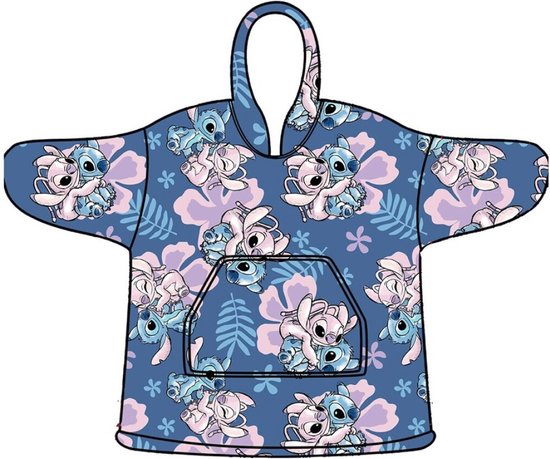 Disney Lilo & Stitch Hoodie Fleece deken, Angel & Stitch - Kind (One Size ) - Polyester