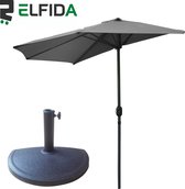 Elfida - Parasol avec housse de protection et pied de parasol - Parasol de balcon - 270x135x245cm - Anthracite