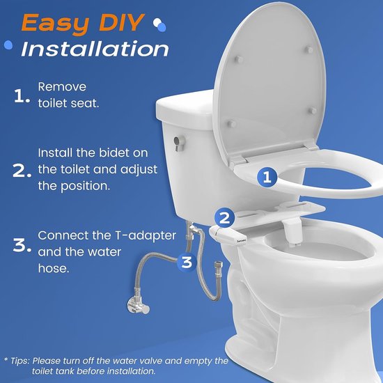 Ultradun minimalistisch toiletbidet met niet-elektrisch dubbel mondstuk (wasbeurt voor en achter), zoetwaterbidet, toiletbrilbevestiging - Merkloos