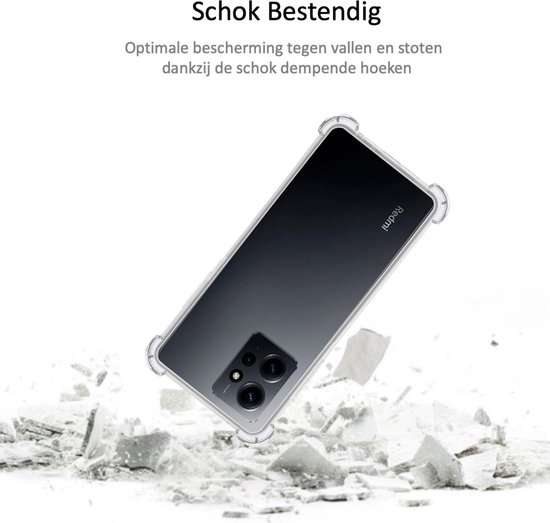 Convient pour Xiaomi Xiaomi Redmi Note 12 - Coque + 2x Film de Protection d'écran - Couvercle en Glas Trempé + Coque Antichoc - Transparent