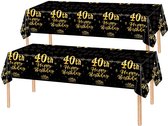 2x Tafelkleed Laken 40 Jaar Verjaardag Versiering Tafeldecoratie Feest Goud/Zwart Tafellaken Plastic Tafelzeil 274*137cm