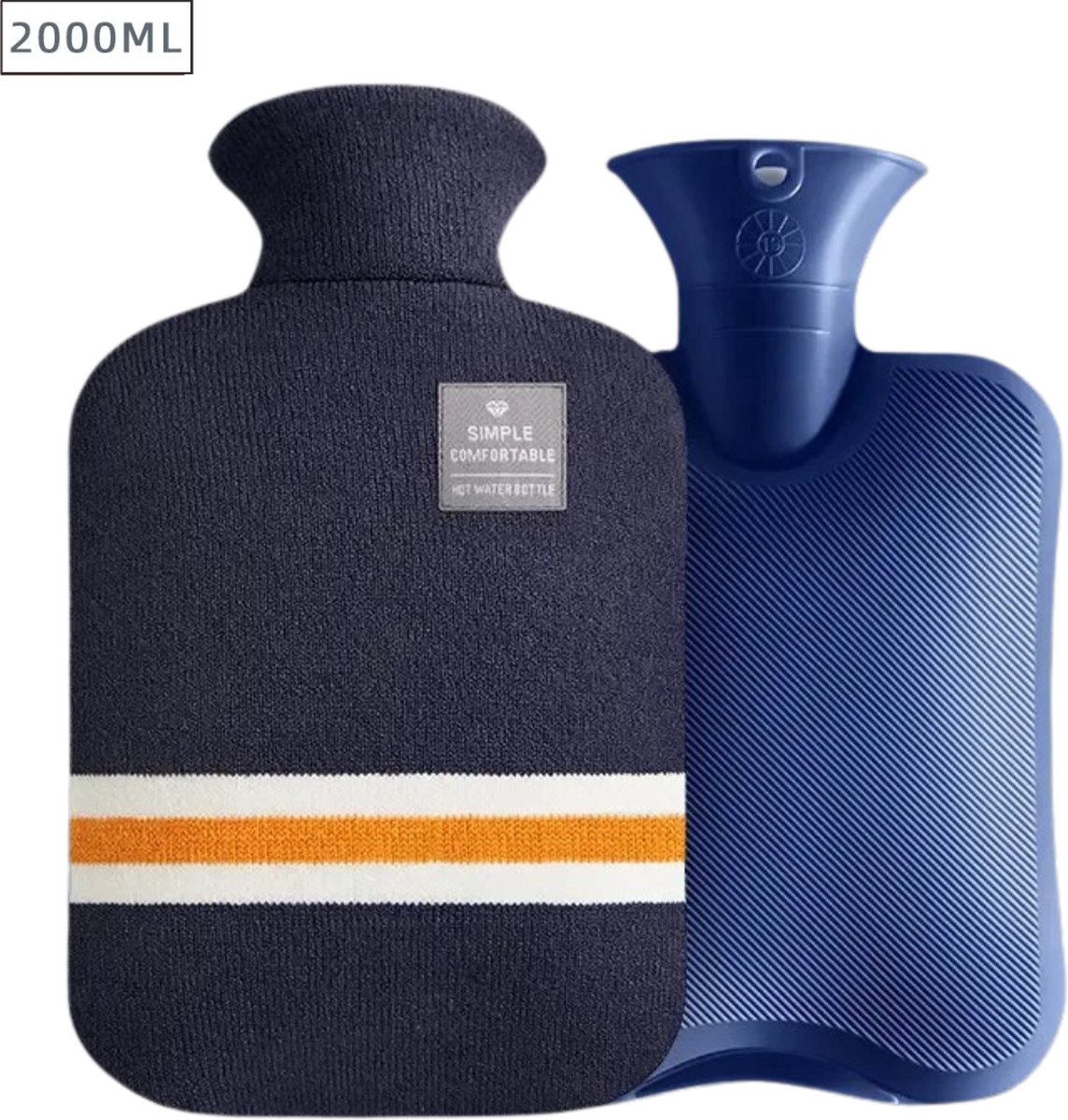 Goedkoopste Actania Warmtekruik - Warmwaterzak Met Hoes - Warmwaterkruik - Warmtekussen - Knuffel Kruik - Bag - Blauw 2000ml