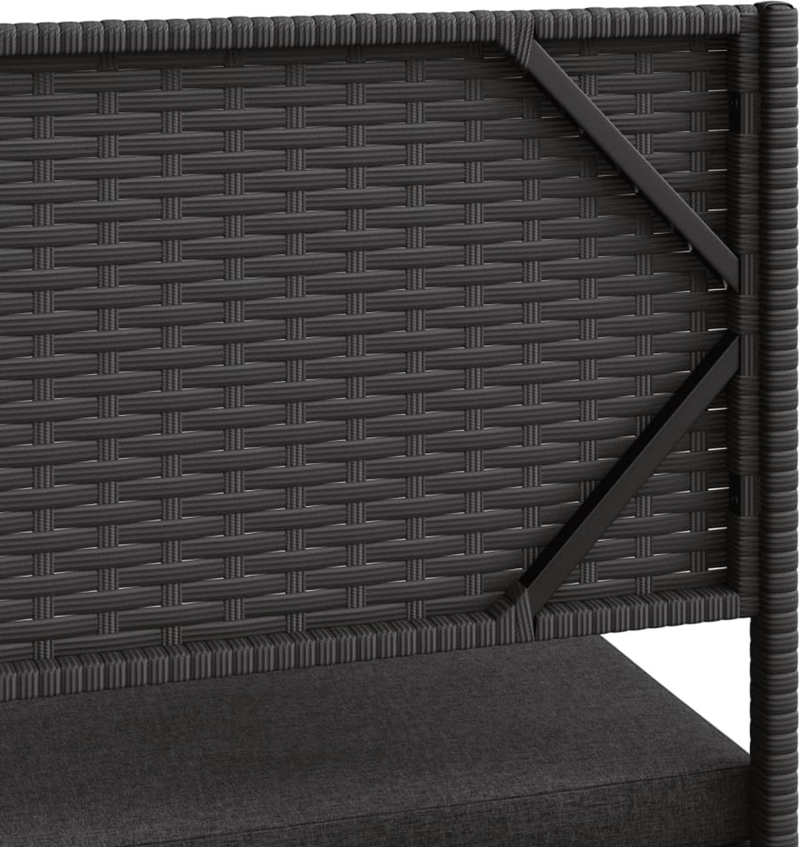 vidaXL - Tuinbank - met - tafel - en - kussens - L-vormig - poly - rattan - zwart thumbnail 4
