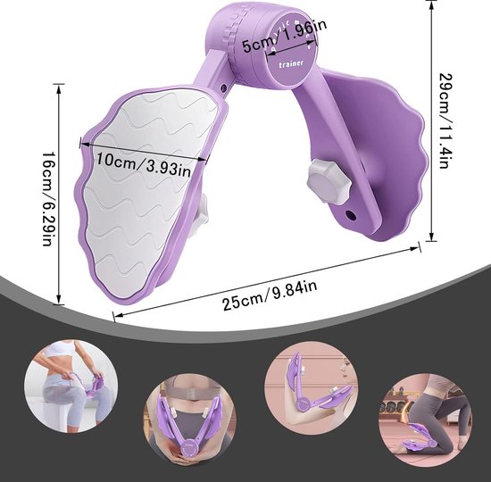 Dijtrainer, bekkenbodemtrainer voor vrouwen, Thigh Master, trainingsapparaat voor vrouwelijke billen met intelligente teller, trimmer binnenbeen, bekkenbodemtrainer voor heuptraining, armtraining