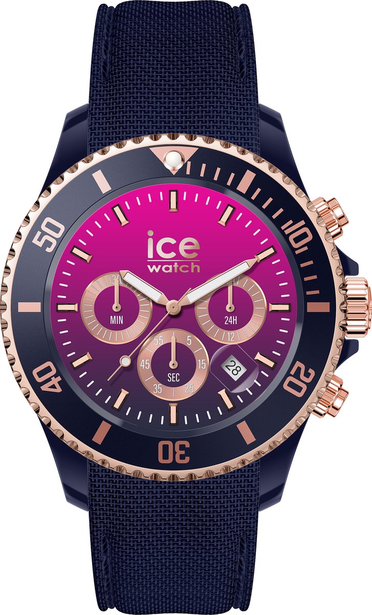 Ice Watch ICE Chrono - Dark blue Pink 021642 Horloge - Siliconen - Blauw - Ø 40 mm