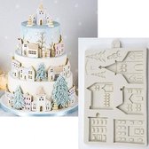 3D Kerst Siliconen Cakevorm Kerstboom Huis Fondant Schimmel Chocolade Gebak Bakvorm Taart Decoreren Gereedschappen