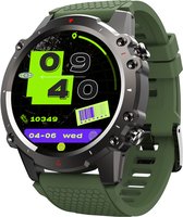 WizBay Premium Select™ Sport Smartwatch 1.45inch TFT - Bluetooth Call - Magnetic Laden - Dynamic Hart Monitor - O2 en Bloeddrukmeter - Multiple Sport Modi - Message - Allu Mat Zilver Case - Leger Groen TPU Band - Gratis Zwarte TPU Band