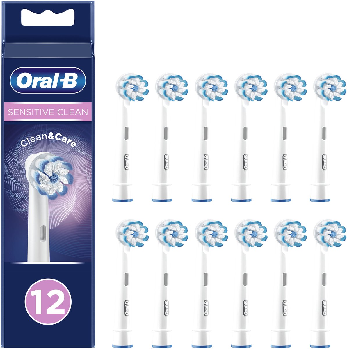 Oral-B Sensitive Clean Opzetborstel, Verpakking Van 12 Stuks, Verpakking Van Brievenbusformaat