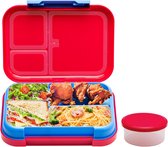 Bento Box Broodtrommel voor kinderen, met vakken, lunchbox met 4 vakken en sausbox, BPA-vrij, lekvrij, voor kleuterschool, school, uitstapjes (rozenrood)
