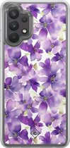Casimoda® hoesje - Geschikt voor Samsung Galaxy A32 4G - Floral Violet - 2-in-1 case - Schokbestendig - Bloemen - Verhoogde randen - Paars, Transparant
