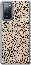 Casimoda® hoesje - Geschikt voor Samsung Galaxy S20 FE - Stippen bruin abstract - 2-in-1 case - Schokbestendig - Gestipt - Verhoogde randen - Bruin/beige, Transparant