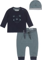 Dirkje Bio Basic SET(3delig) Groene Broek, Shirt met beertjes en mutsje - Maat 62