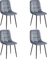 Colenis - Ela Dining Chair - Set de 4 - Grijs - Velours - Velours - Industriel