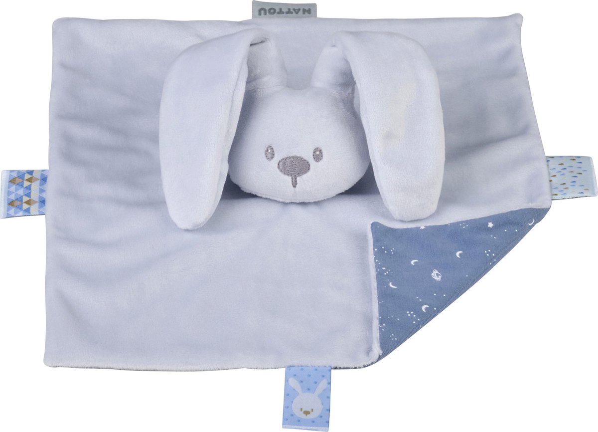 Nattou LAPIDOU Knuffeldoekje Doudou - Konijn - 27 cm - Pastelblauw