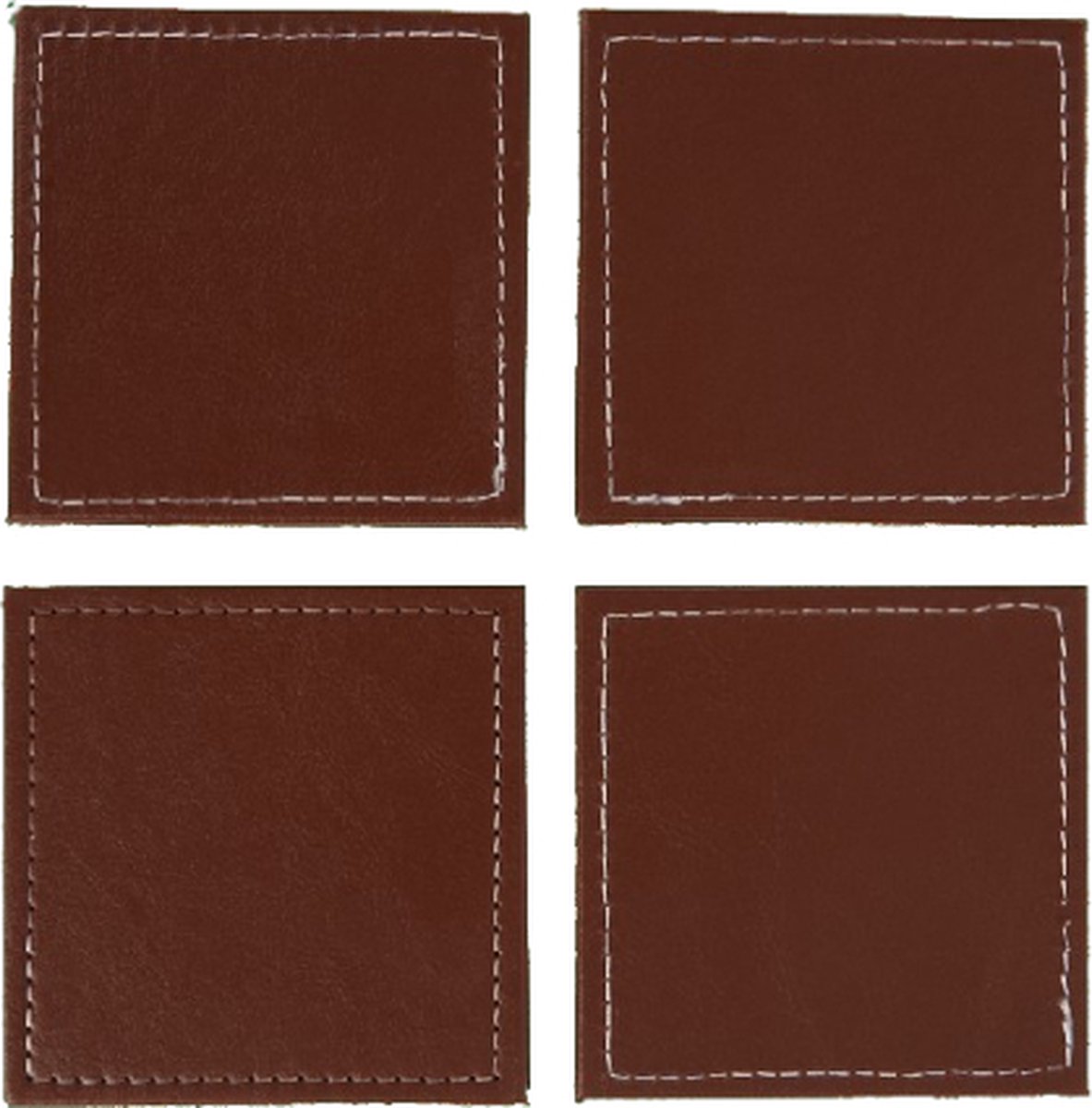Onderzetters LEVAN - Vierkant - Bruin / Wit - Imitatie leer - 10 x 10 cm - Set van 4