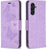 PU BookCover Case Étui adapté pour Samsung Galaxy A55 Papillons Violets