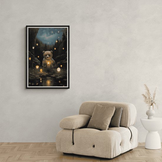 Lanternes d'ours Poster | Affiche de pépinière | Affiche Chambre de bébé | Affiche bébé | Affiche pour enfants | Affiche ours en peluche | 51x71cm | Décoration murale | Affiche murale | MW | Convient pour l'encadrement