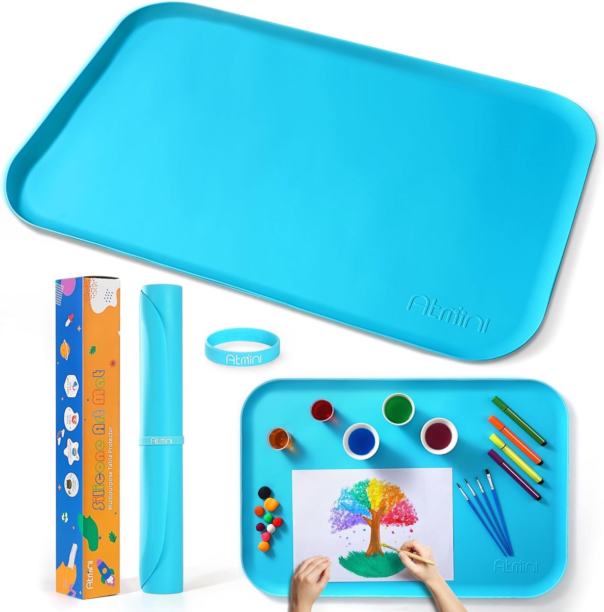 Goedkoopste Siliconenmat 61 x 40 cm, siliconen matten voor kunsthandwerk, zandkunst, schilderen, hars, handgemaakte sieraden, tekenen, multifunctionele tafelmat met verhoogde randen om schoon te houden