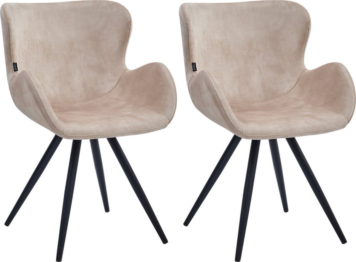 Colenis Anabella Eetkamerstoel - Set Van 2 - Beige - Adoré Velvet - Industrieel - Met armleuning