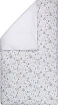 BINK Bedding Dekbedovertrek Bas 60 x 80 cm exclusief sloop - konijn - hert - vos - vogel - bosdieren - dierenprint - wieg - kinderwagen - babynestje - baby - zwart - grijs - taupe - wit