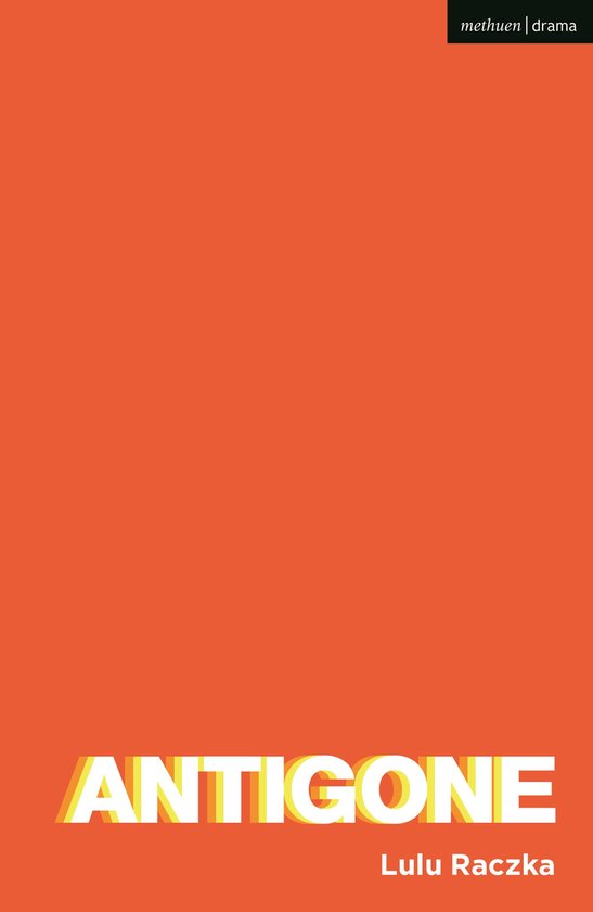 Boekomslag voor Antigone, met een oranje achtergrond en de titel in gele en witte letters.
