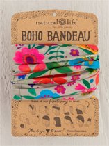 zand kleurige Boho bandeau haarbandmet gekleurde bloemen, haarshawl, Natural Life, brede hoofdband, bandana sjaaltje, bandeau, kaalheid, sportband, Lovely Scarfs