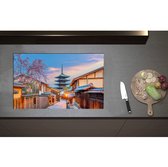 Inductieplaat Beschermer - Bloesemboom bij Boeddhistische Hōkan-ji Tempel in Kioto, Japan - 80x50 cm - 2 mm Dik - Inductie Beschermer - Bescherming Inductiekookplaat - Kookplaat Beschermer van Wit Vinyl