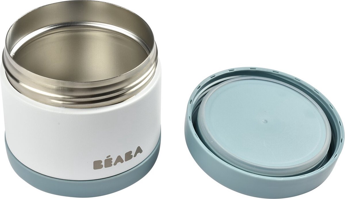 Goedkoopste Bèaba Thermo-portie - Thermosfles- Geïsoleerd potje - RVS - 500ml - Wit/Blauw