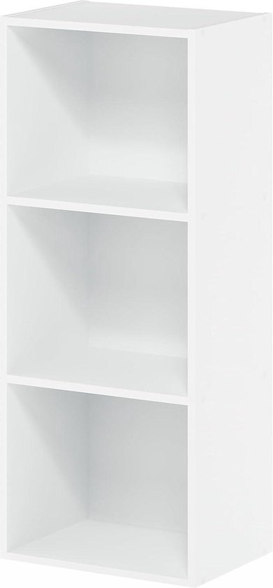 "Luxe 3-laagse witte boekenkast voor opslag - Furinno Luder" Beside shelf