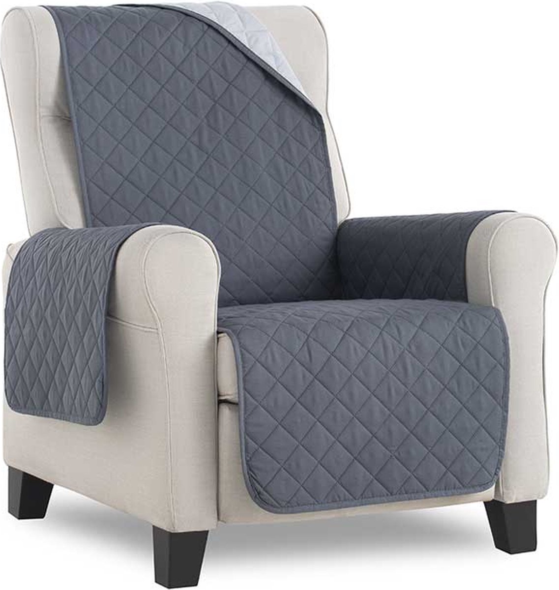 Belmarti® Fauteuilbeschermer Duo - 55cm breed - Grijs - Premium kwaliteit - Omkeerbaar - Antislip Onderkant - Huisdiervriendelijk - Zacht microvezel